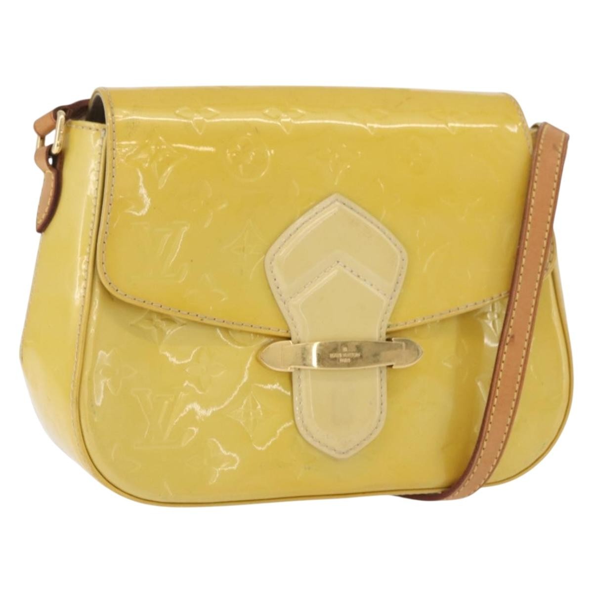 Louis Vuitton Bellflower Handbag Monogram Vernis, Yellow, Patent Leather, Shoulder Bag