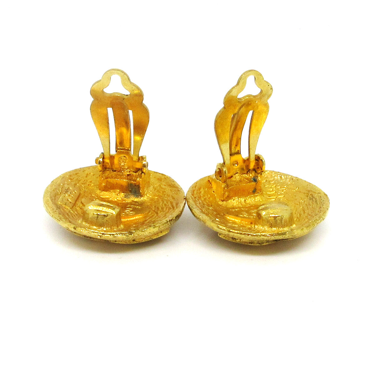 Chanel Vintage CC Round Clip-On Earrings Metal, GOLD, GOLD_PLATED, Earrings