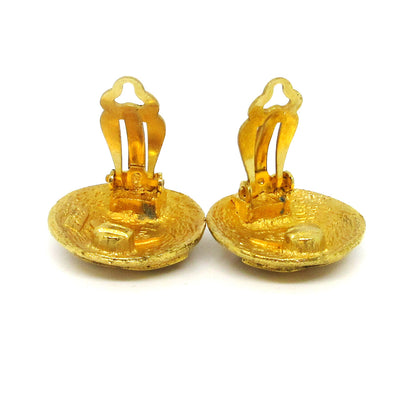 Chanel Vintage CC Round Clip-On Earrings Metal, GOLD, GOLD_PLATED, Earrings