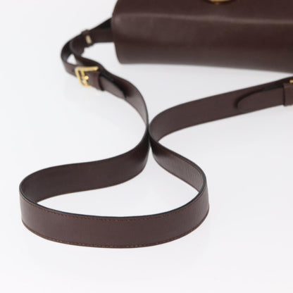Celine Circle Logo Shoulder Bag Leather, BROWN, LEATHER, Shoulder bag