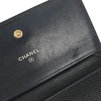 Chanel Timeless CC French Wallet Caviar, Black, Calfskin, Wallet