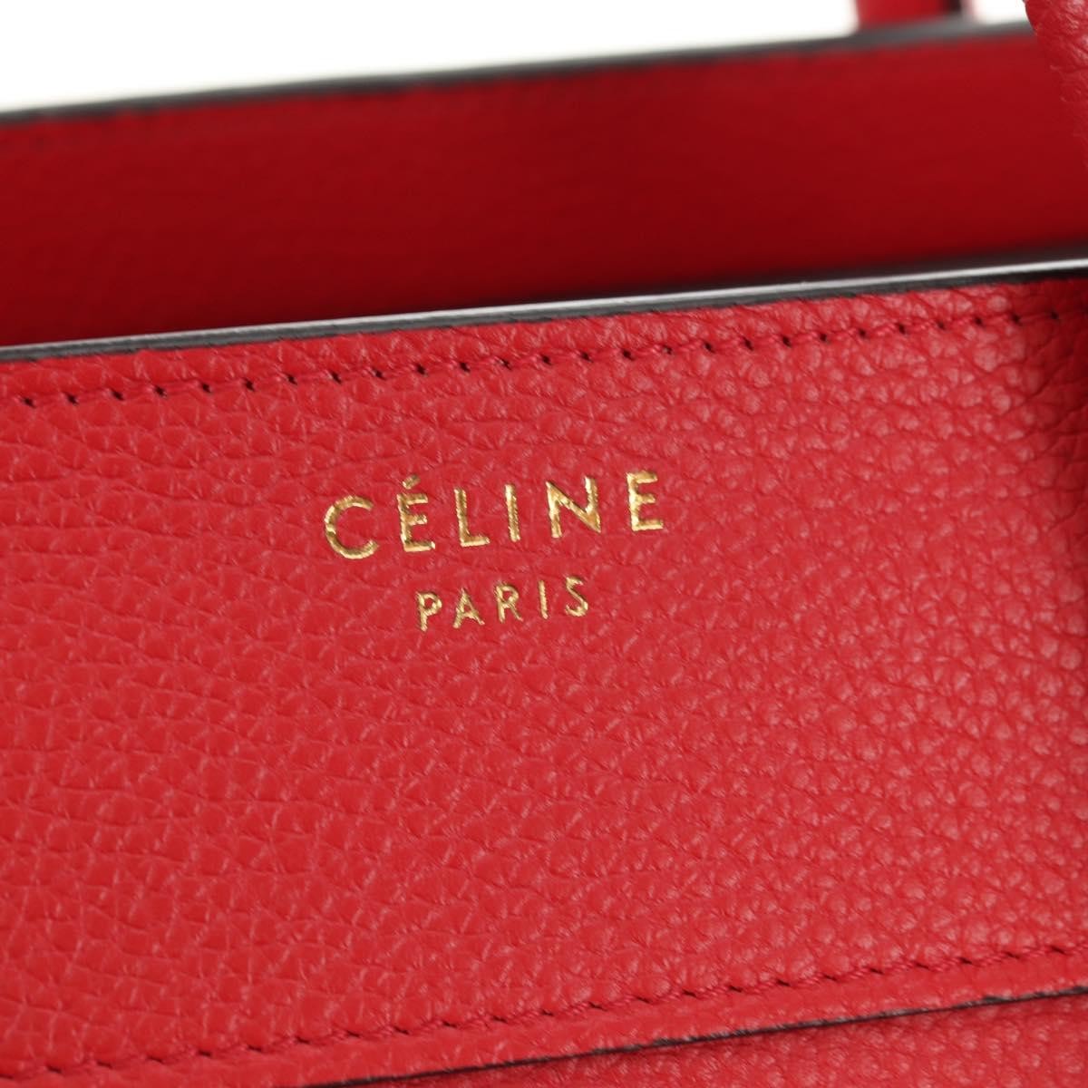 Celine Luggage Bag Grainy Leather, Red, Leather, Handbag