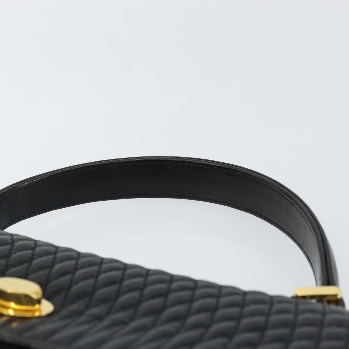 Bally Vintage Handbag Quilted Leather, BLACK, LEATHER, Handbag