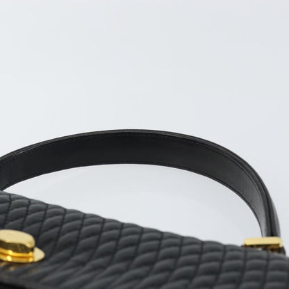 Bally Vintage Handbag Quilted Leather, BLACK, LEATHER, Handbag