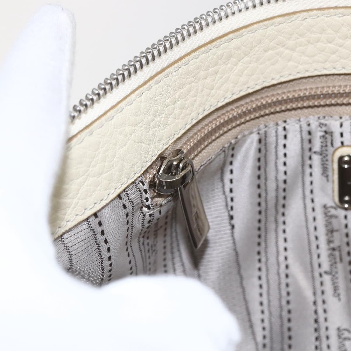 Salvatore Ferragamo Gancini Shoulder Bag Leather, WHITE, LEATHER, Shoulder bag