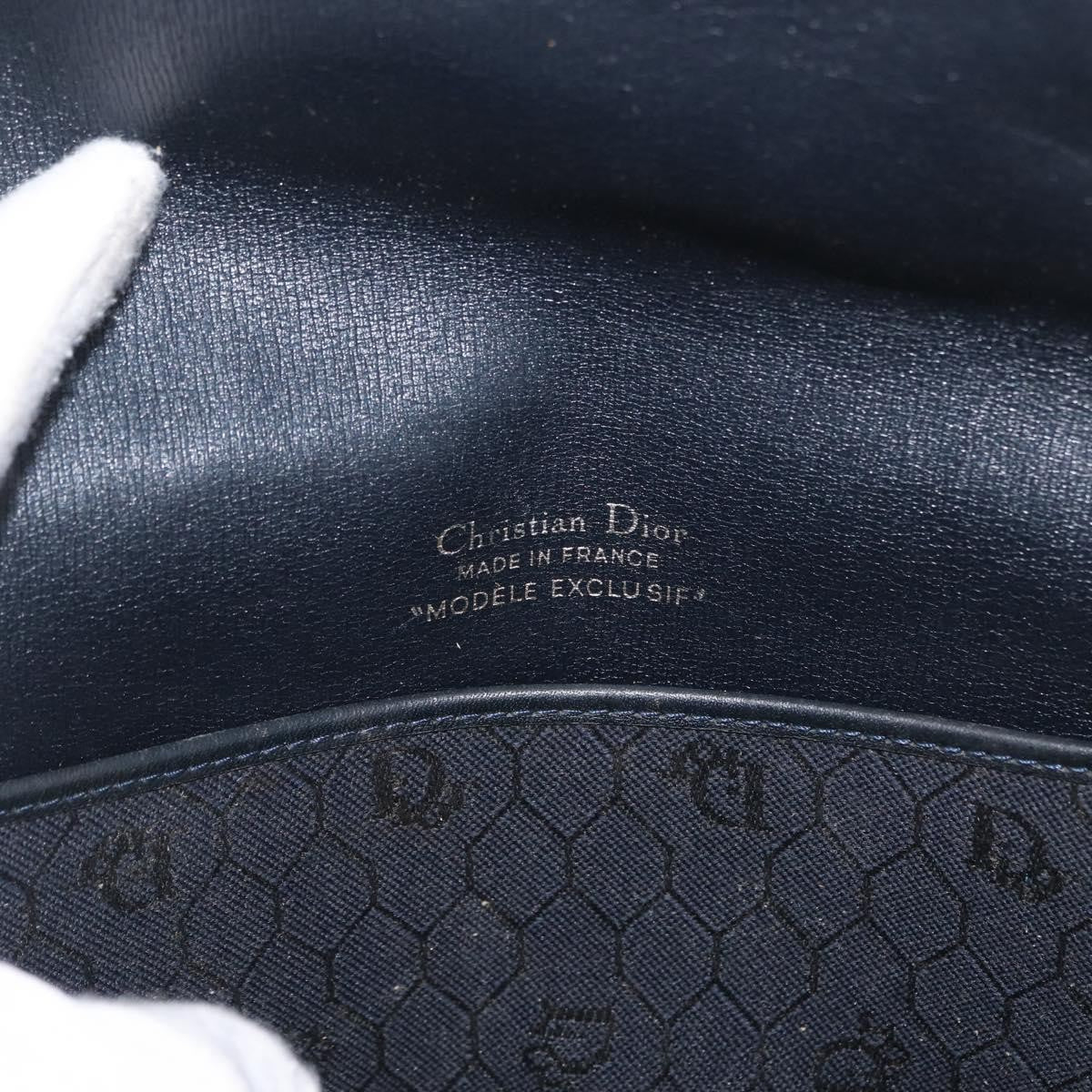 Christian Dior Vintage Honeycomb Flap Crossbody Bag Canvas and Leather, BLACK, CANVAS, Shoulder bag