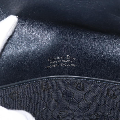 Christian Dior Vintage Honeycomb Flap Crossbody Bag Canvas and Leather, BLACK, CANVAS, Shoulder bag
