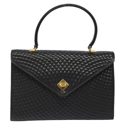 Bally Vintage Handbag Quilted Leather, BLACK, LEATHER, Handbag