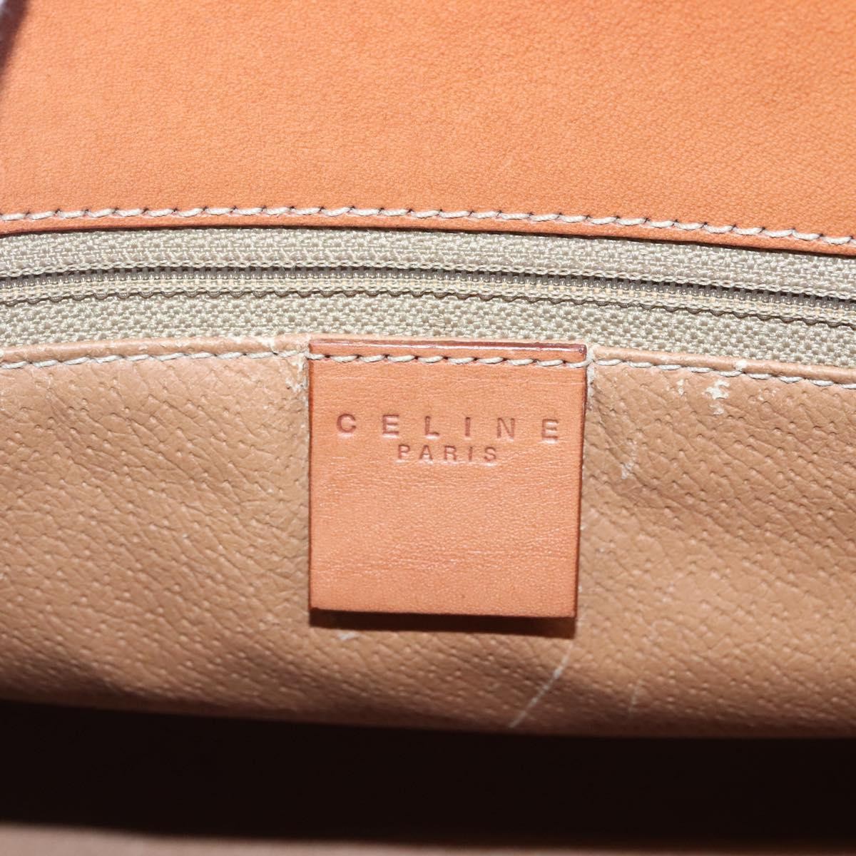 Celine Macadam Handbag Macadam with leather, BROWN, CANVAS, Handbag