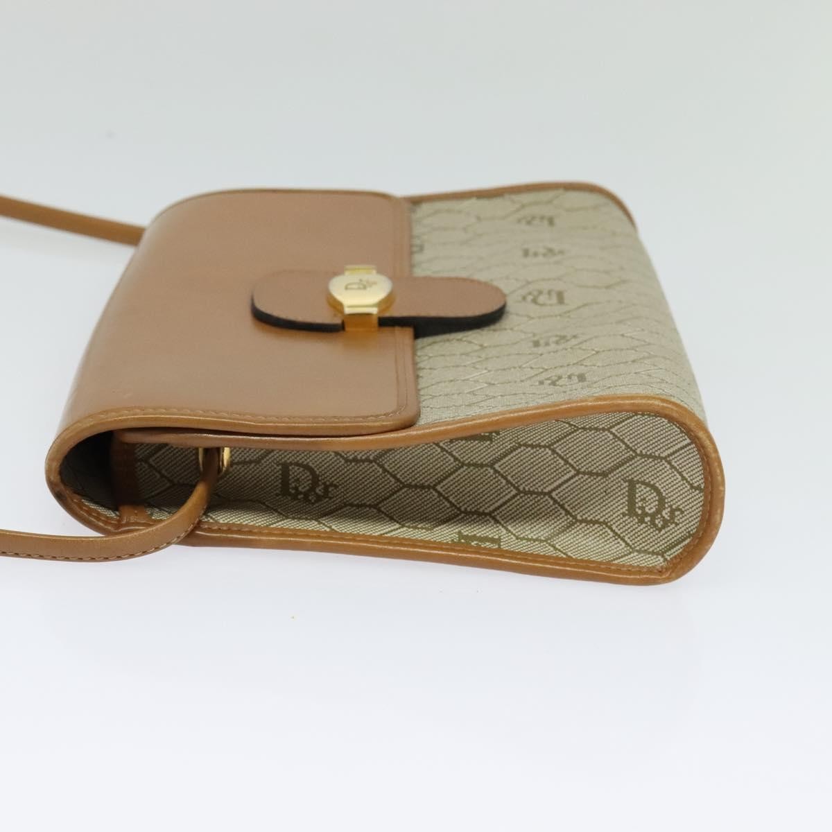 Christian Dior Vintage Honeycomb Flap Crossbody Bag Canvas and Leather, BEIGE, CANVAS, Crossbody bag