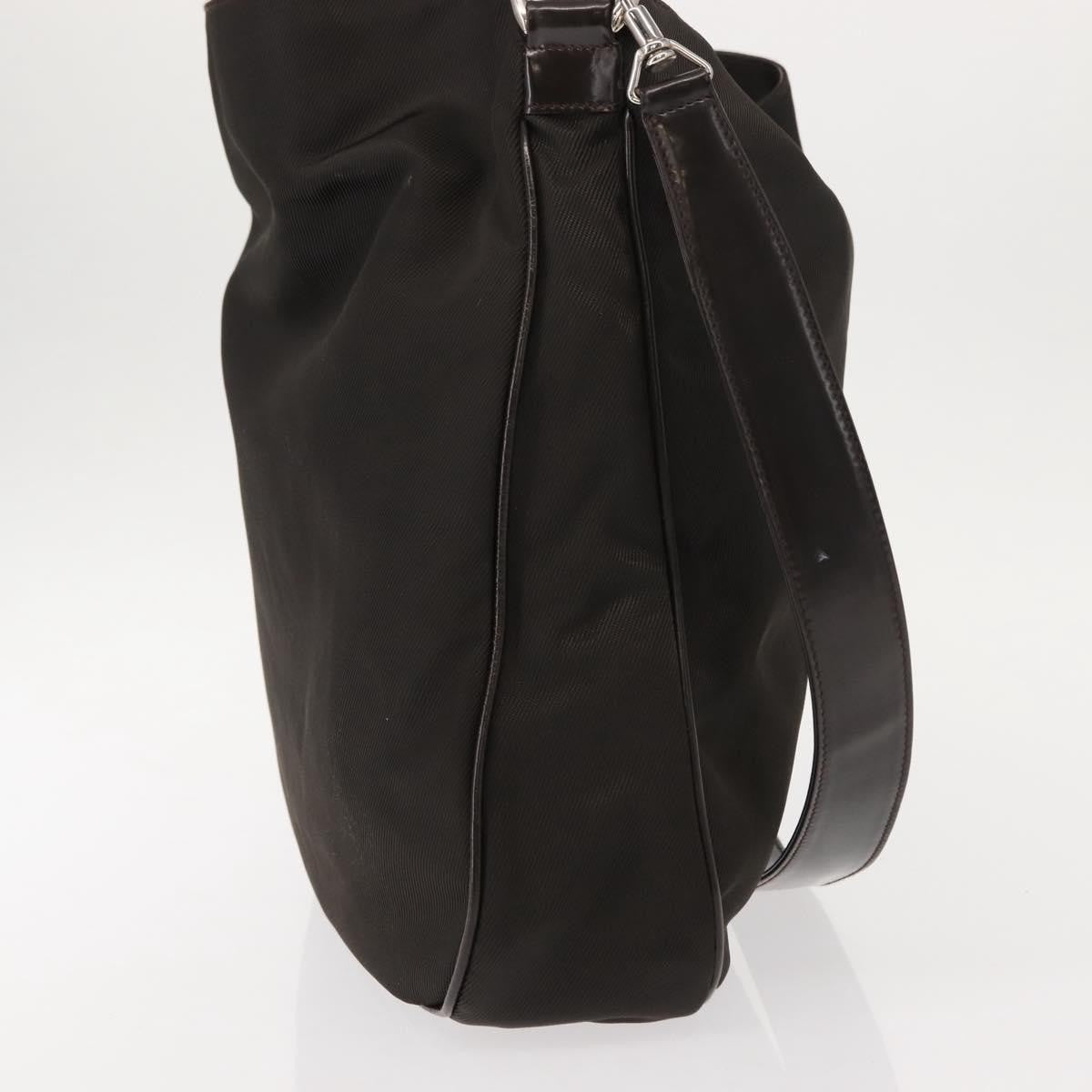 Gucci Vintage Bamboo Shoulder Bag Nylon, Brown, Nylon, Shoulder Bag