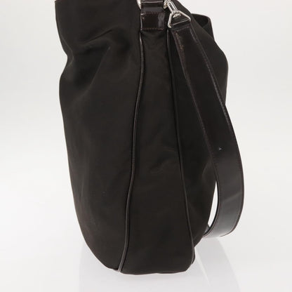 Gucci Vintage Bamboo Shoulder Bag Nylon, Brown, Nylon, Shoulder Bag