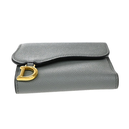 Christian Dior Saddle Trifold Flap Wallet Leather, BLUE, LEATHER, Wallets