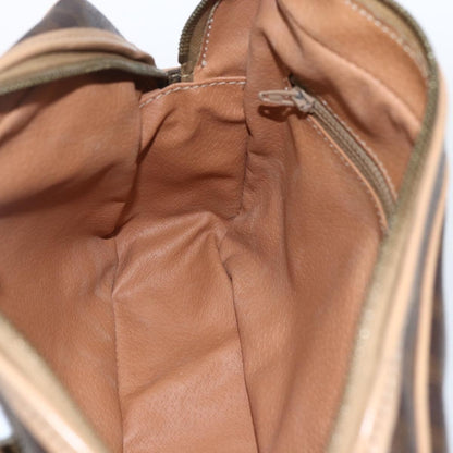 Celine Vintage Macadam Shoulder Bag Canvas and Leather, BROWN, CANVAS, Shoulder bag