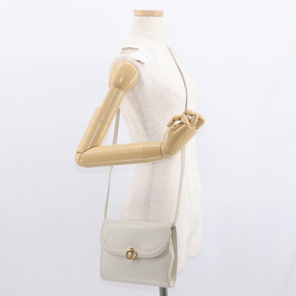 Celine Vintage Shoulder Bag Leather, ECRU, LEATHER, Shoulder bag