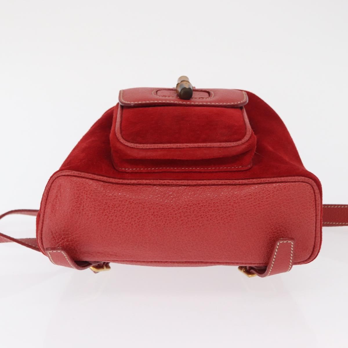 Gucci Vintage Bamboo Backpack Suede, RED, SUEDE, Backpack