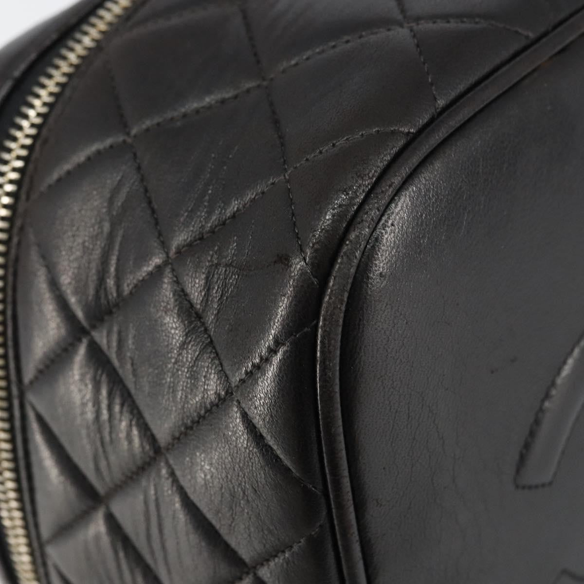 Chanel Vintage Cosmetic Case Quilted Lambskin, BLACK, LEATHER, Handbag