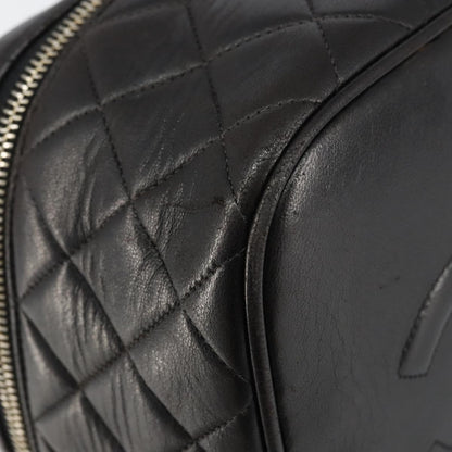 Chanel Vintage Cosmetic Case Quilted Lambskin, BLACK, LEATHER, Handbag