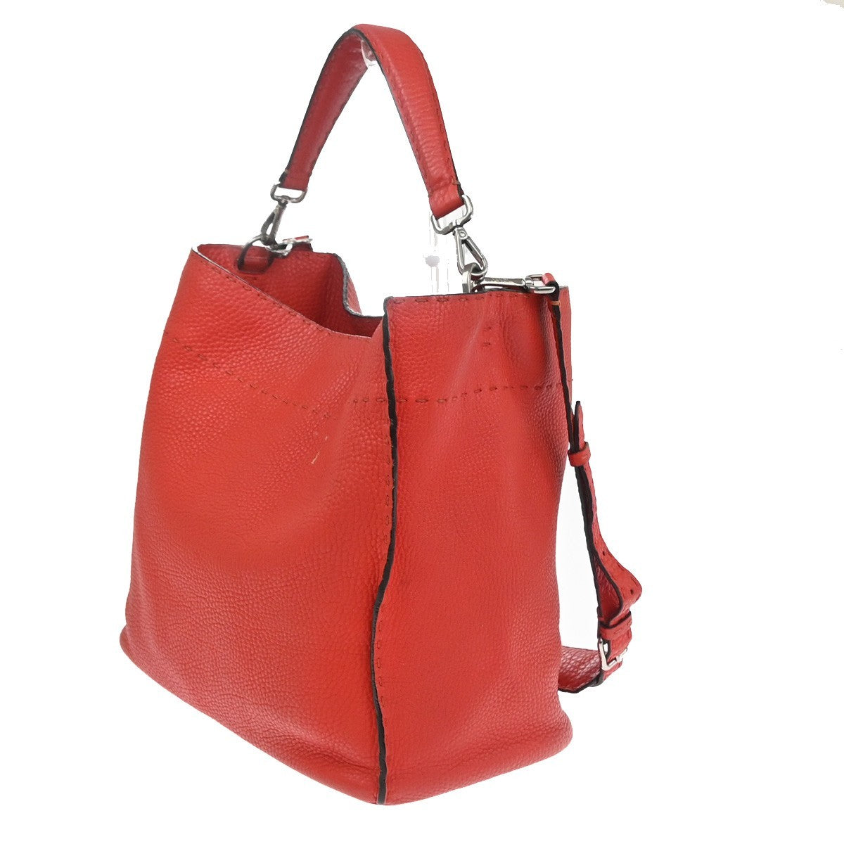 Fendi Selleria Anna Bucket Bag Leather, Red, Leather, Tote Bag