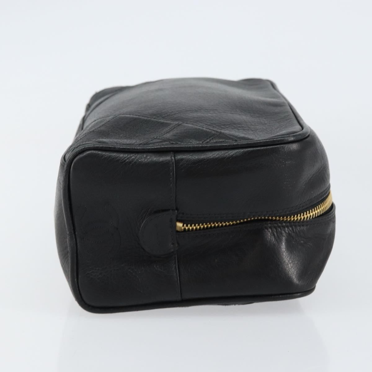 Chanel Vintage Toiletry Pouch Leather, Black, Leather, Clutch