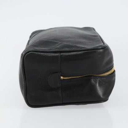 Chanel Vintage Toiletry Pouch Leather, Black, Leather, Clutch