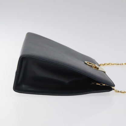 Salvatore Ferragamo Vintage Gancini Chain Shoulder Bag Leather, NAVY, LEATHER, Shoulder bag