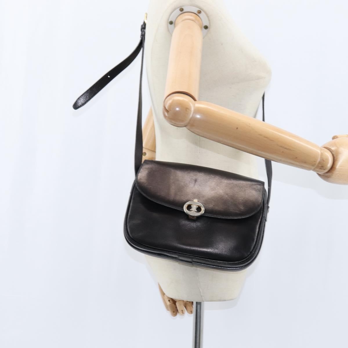 Celine Shoulder Bag Leather, BLACK, LEATHER, Shoulder bag