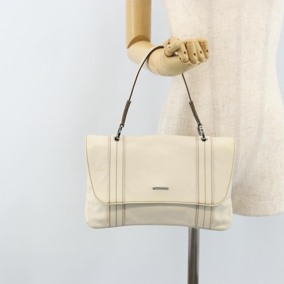Gucci Vintage Handbag Leather, WHITE, LEATHER, Handbag