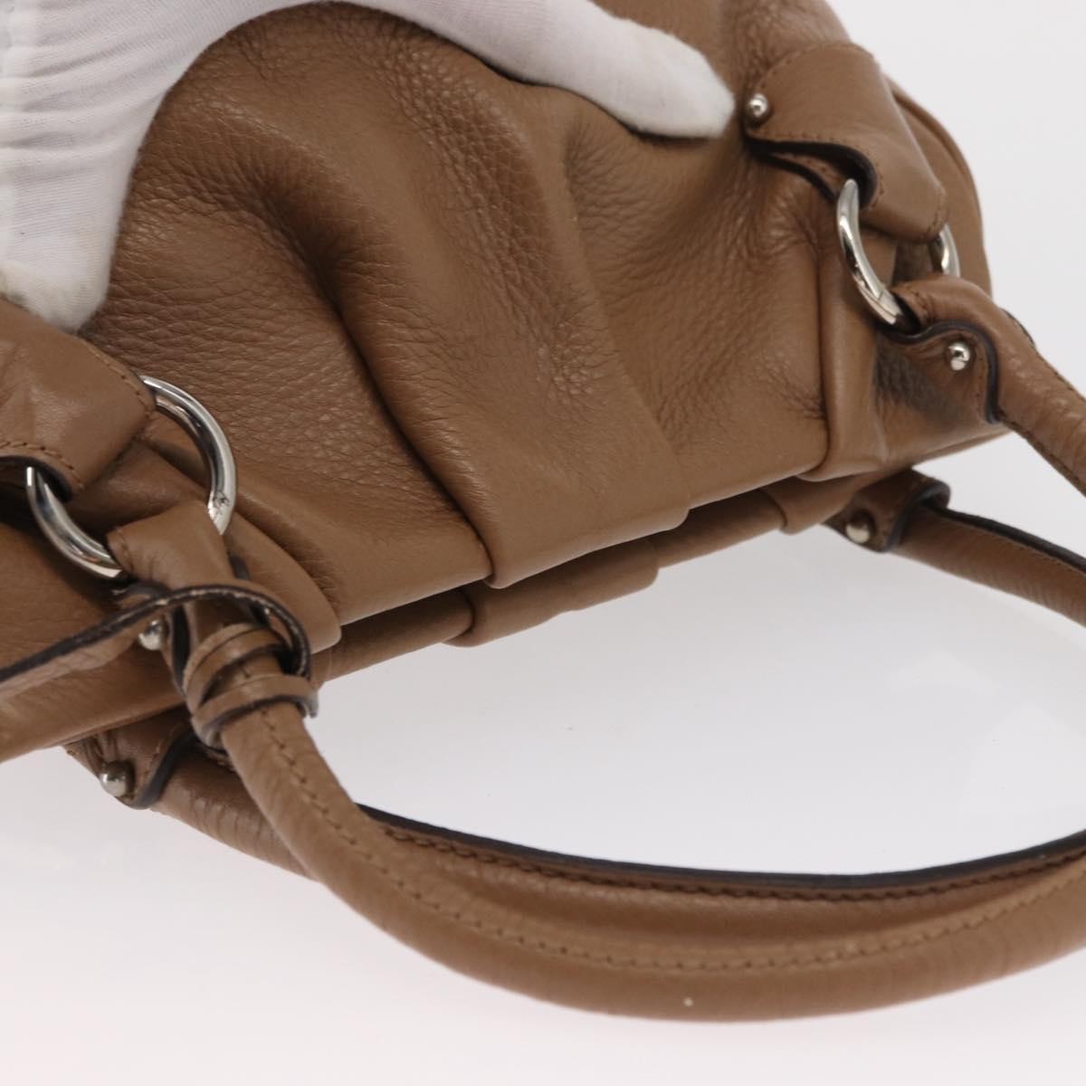 Salvatore Ferragamo Gancini handbag Leather, BROWN, LEATHER, Handbag