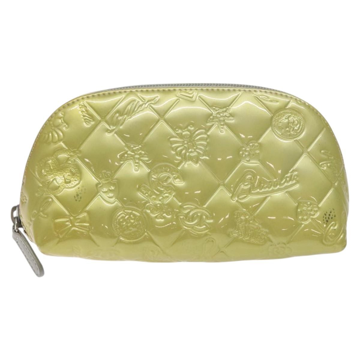 Chanel Vintage Toiletry Pouch Patent leather, Silver, Other, Clutch