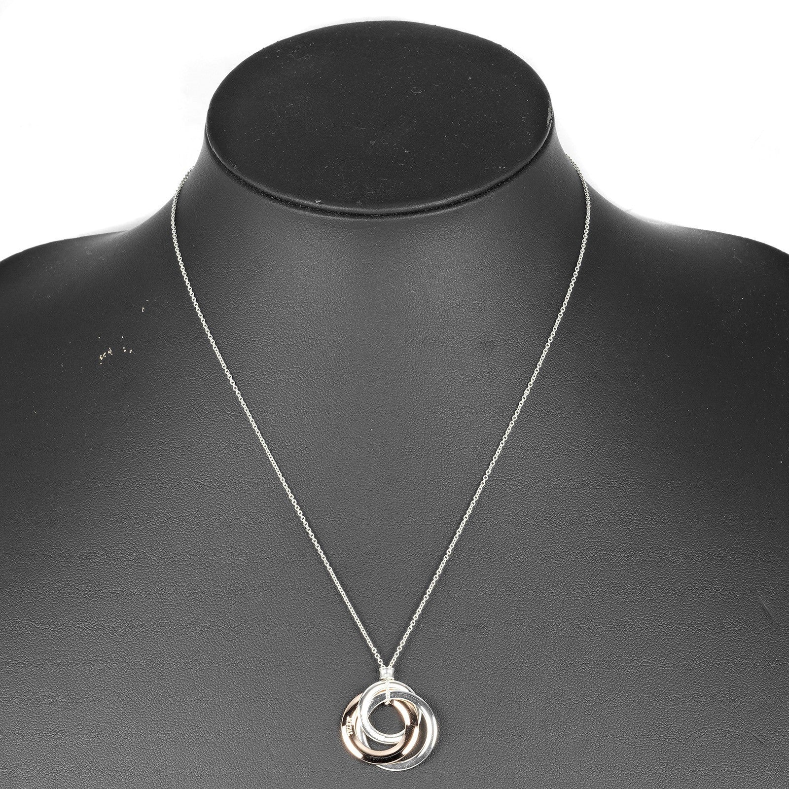 Tiffany & Co. 1837 Interlocking Circles Pendant Necklace Sterling Silver and Rubedo, SILVER, SILVER, Necklace