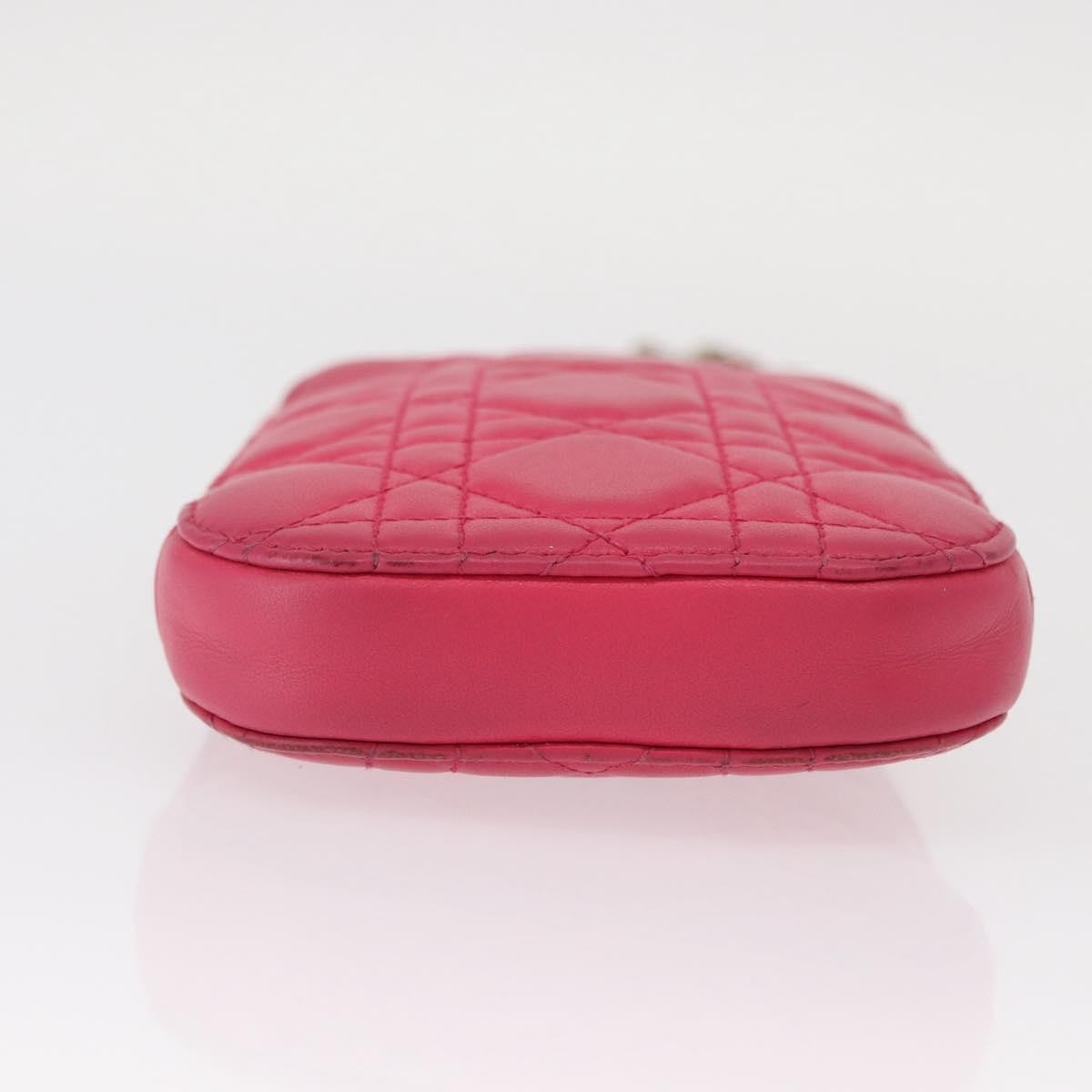 Christian Dior Lady Dior Phone Holder on Chain Cannage Quilt Lambskin, PINK, LEATHER, Clutche & pouche