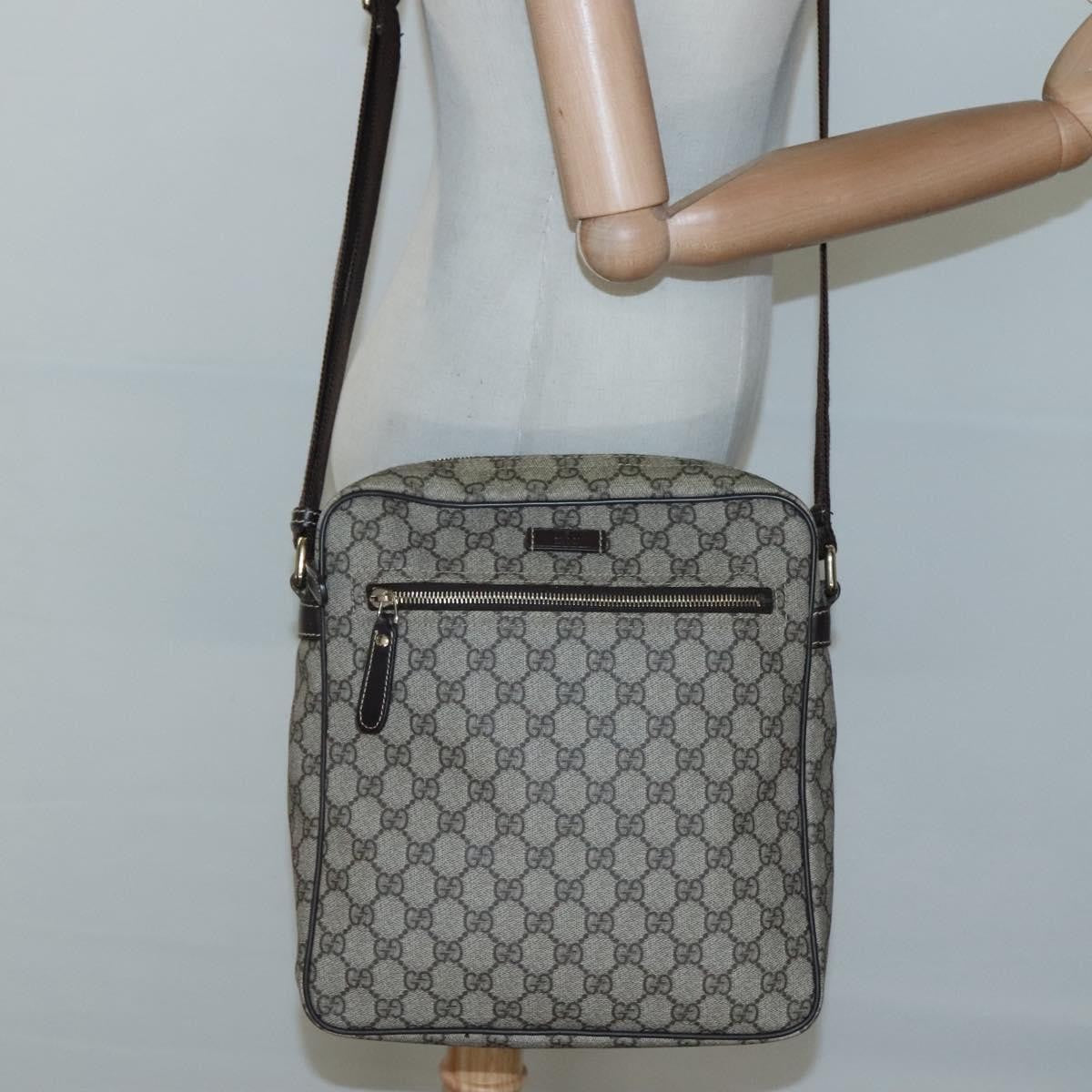 Gucci Front Zip Messenger GG Coated Canvas, BEIGE, CANVAS, Shoulder bag