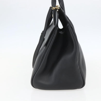 Salvatore Ferragamo Studio Satchel Leather, BLACK, LEATHER, Handbag