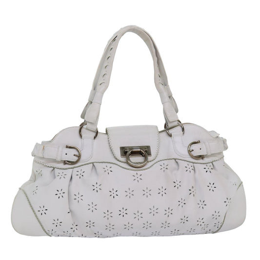 Salvatore Ferragamo Marisa Satchel Leather, WHITE, LEATHER, Handbag