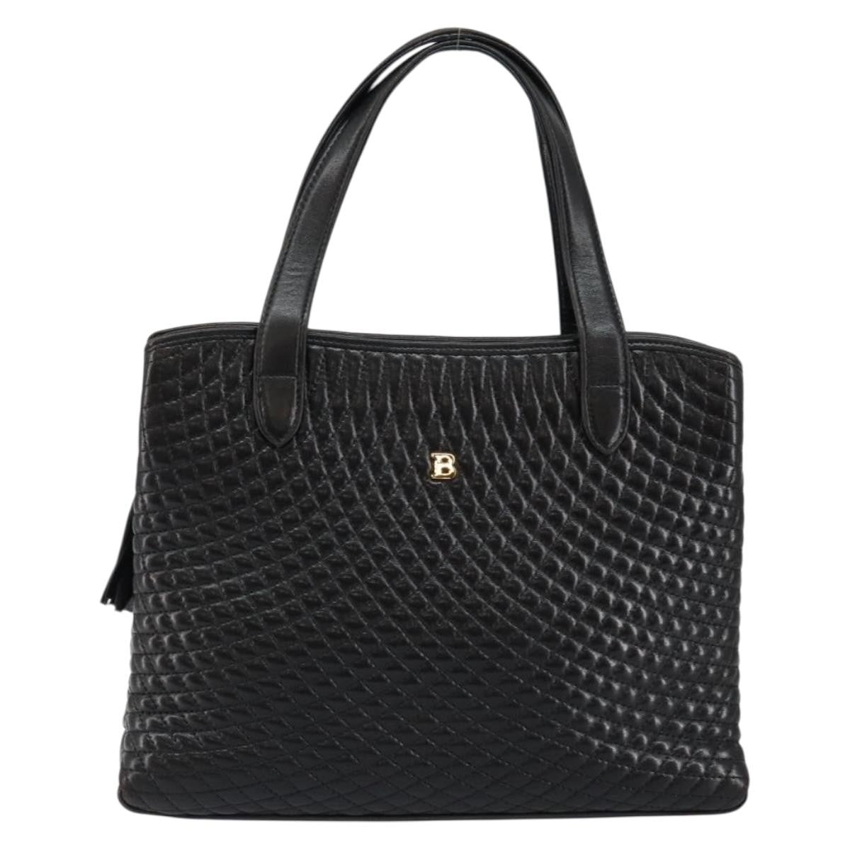 Bally Vintage Handbag Quilted Leather, BLACK, LEATHER, Handbag