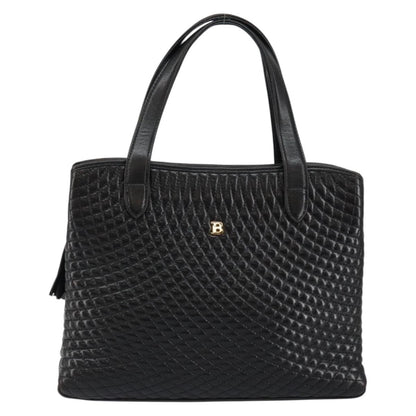 Bally Vintage Handbag Quilted Leather, BLACK, LEATHER, Handbag