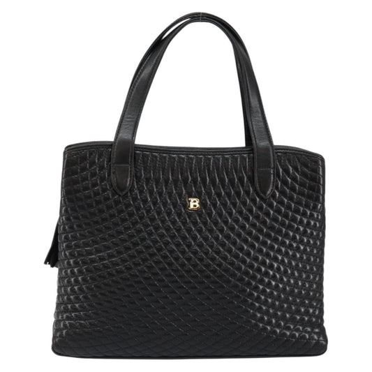 Bally Vintage Handbag Quilted Leather, BLACK, LEATHER, Handbag