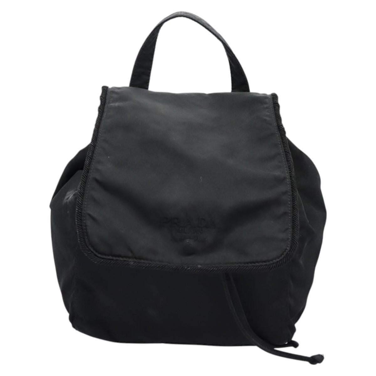 Prada Flap Drawstring Backpack Tessuto, BLACK, NYLON, Backpack