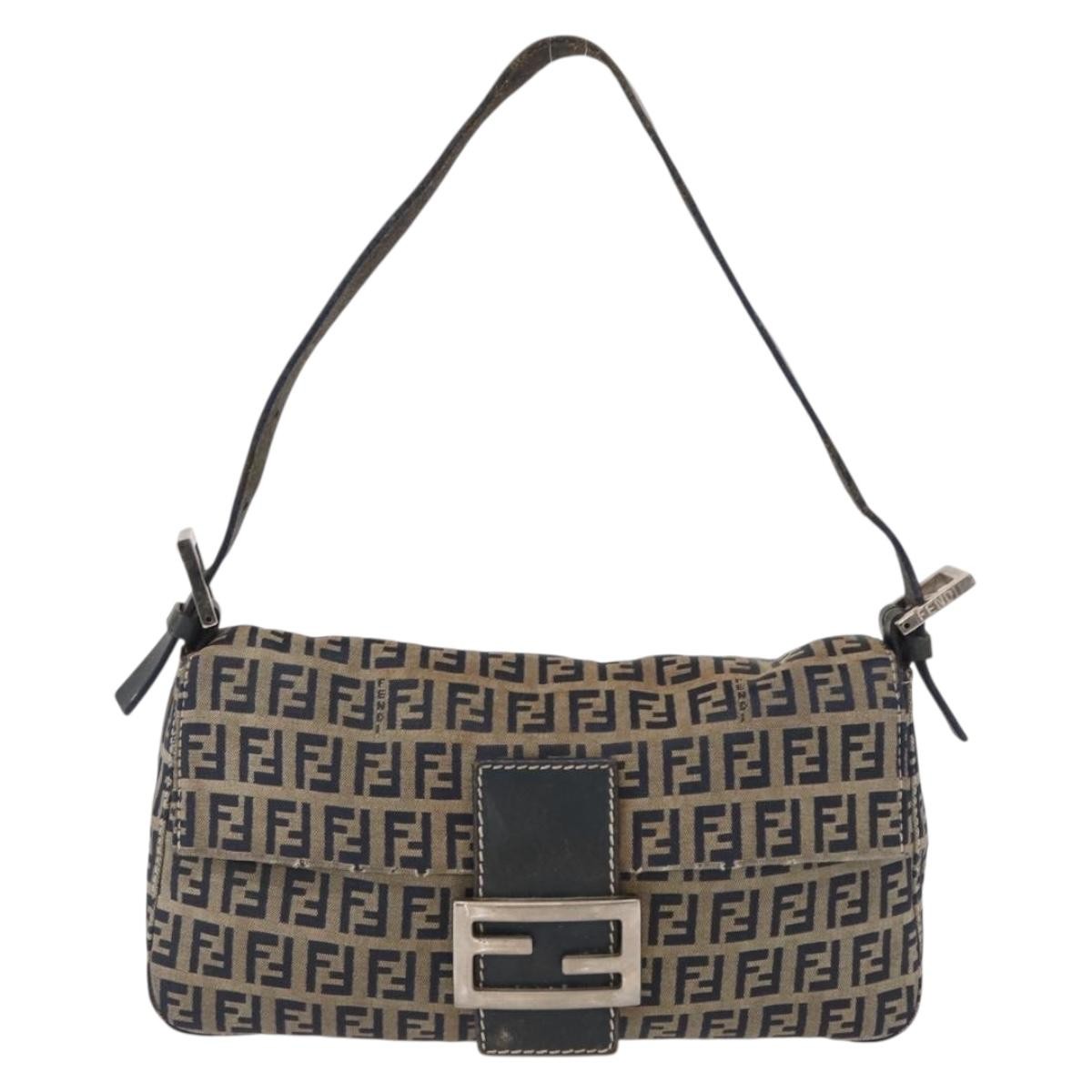 Fendi Baguette Bag Zucchino Canvas, NAVY, CANVAS, Shoulder bag
