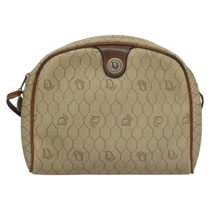 Christian Dior Vintage Honeycomb Shoulder Bag Canvas, BEIGE, CANVAS, Shoulder bag
