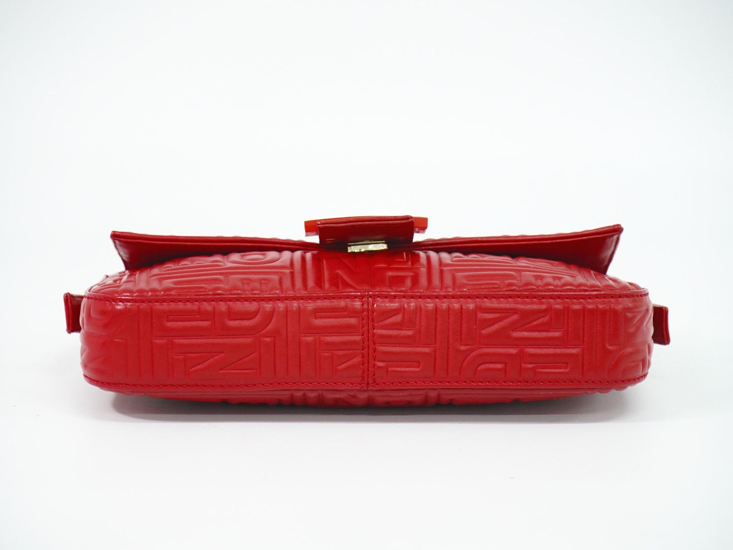 Fendi Mamma baguette Leather, Red, Leather, Handbag