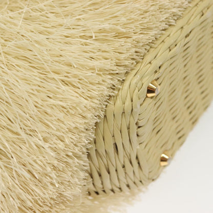 Prada Fringe Wicker Tote Woven Straw, GOLD, WOOD, Handbag