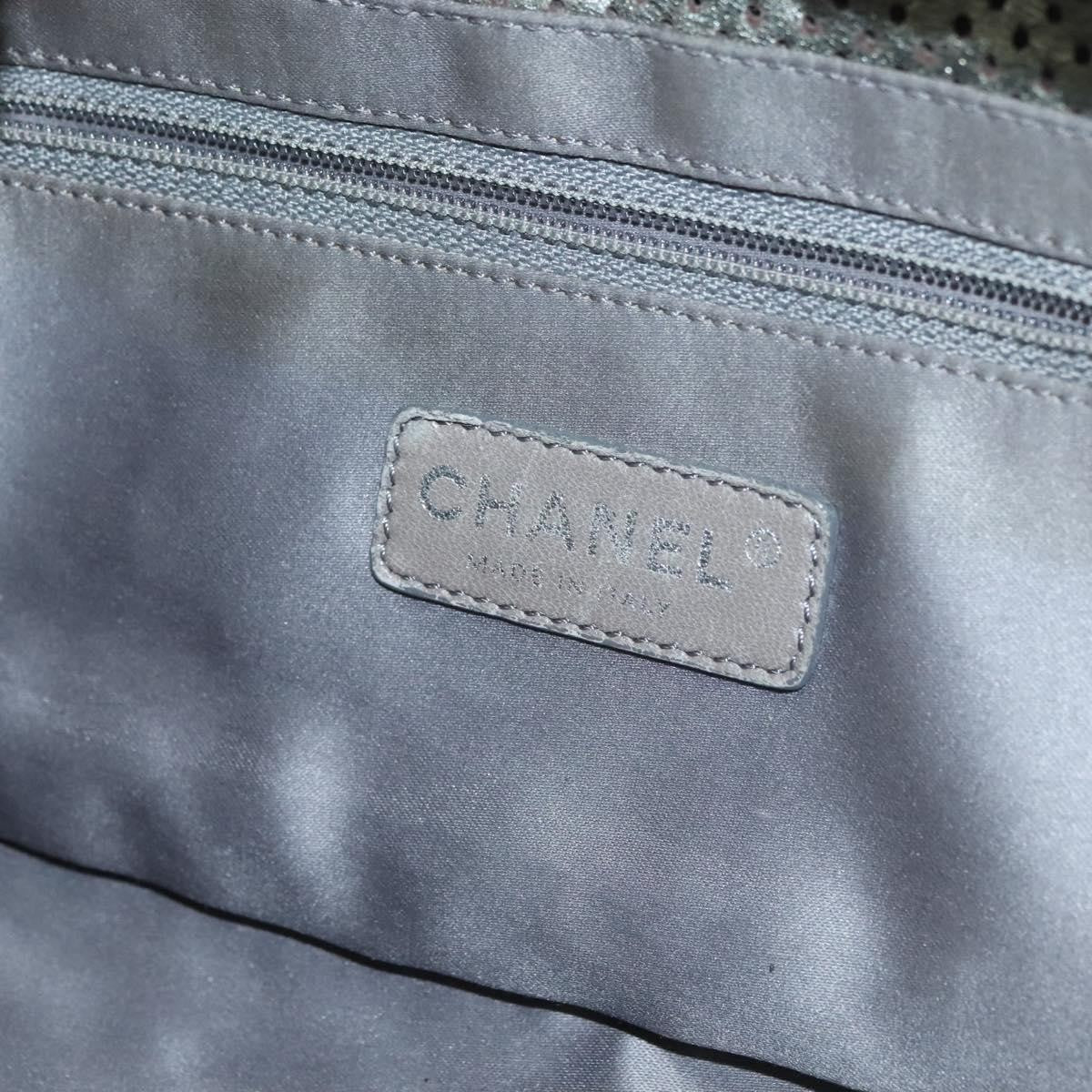Chanel Drill Flap Bag Perforated Leather, SILVER, LEATHER, Shoulder bag