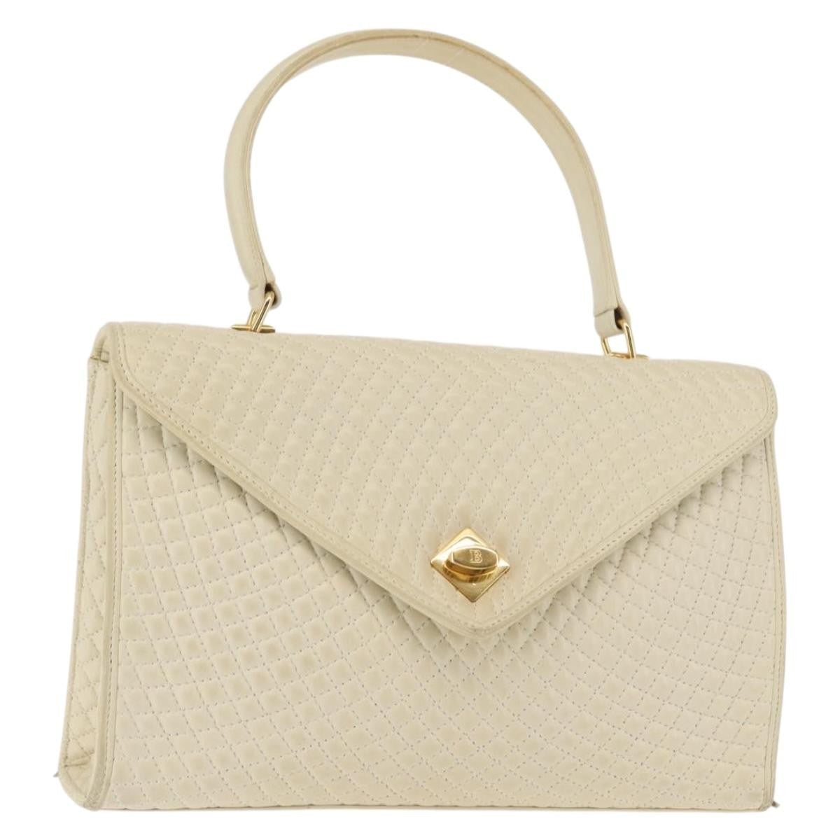 Bally Vintage Handbag Quilted Leather, BEIGE, LEATHER, Handbag