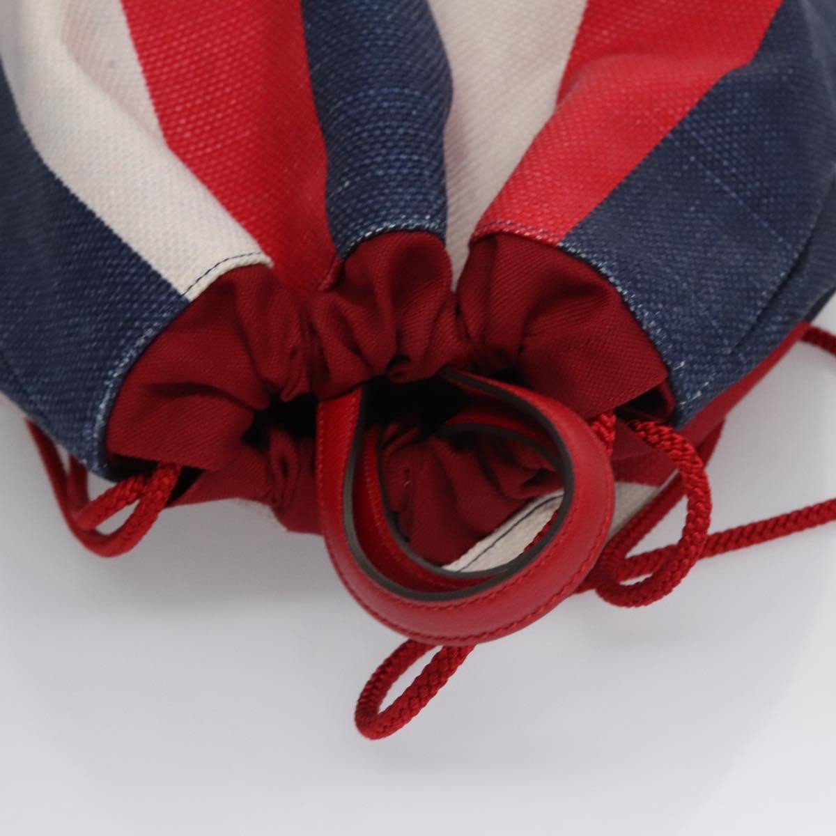 Gucci Logo Drawstring Backpack Striped Canvas, RED, CANVAS, Backpack