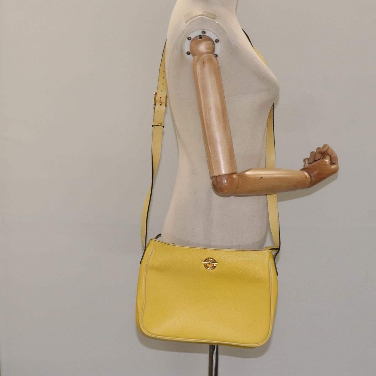 Celine Vintage Shoulder Bag Leather, YELLOW, LEATHER, Shoulder bag