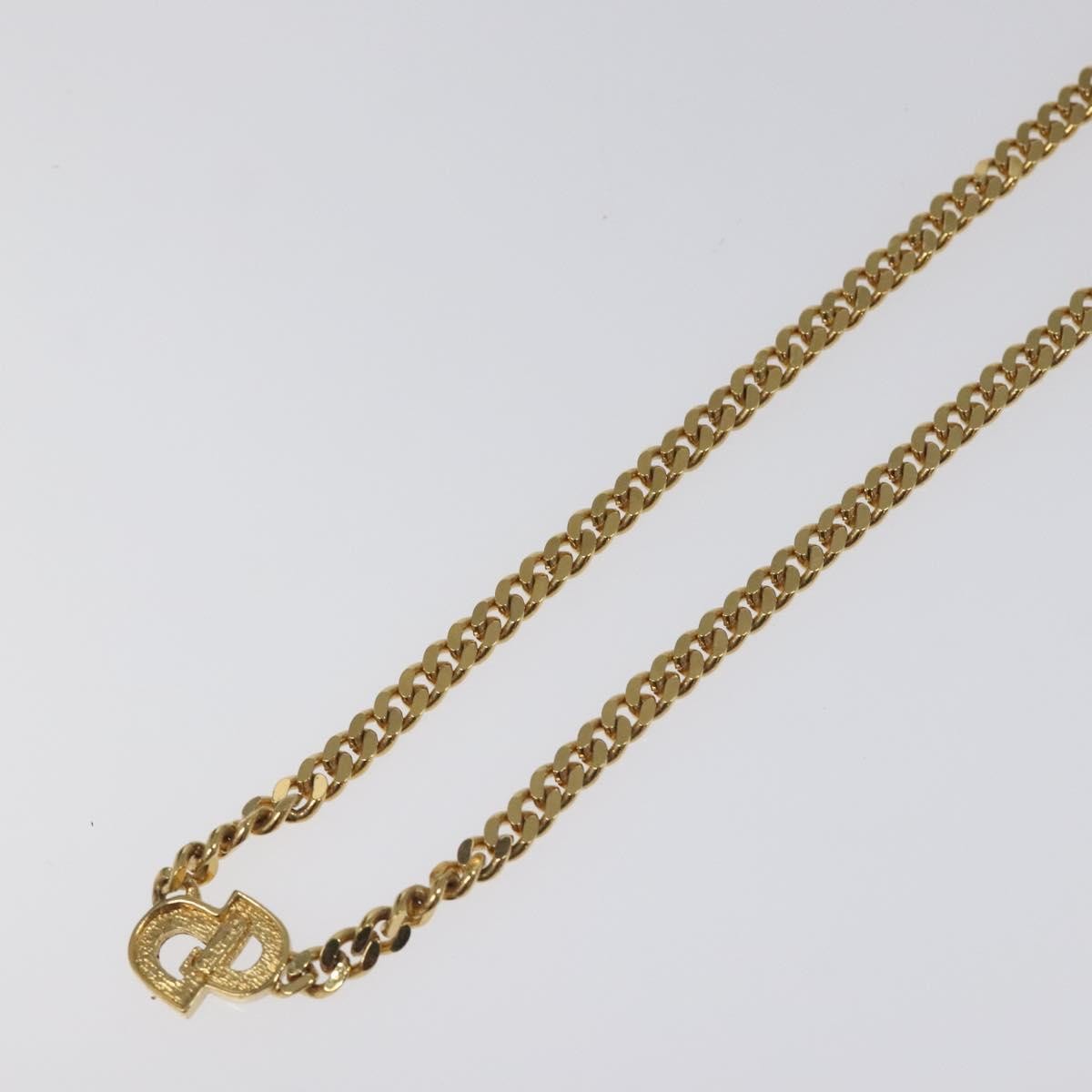 Christian Dior CD Pendant Necklace Metal and Crystals, GOLD, METAL, Necklace