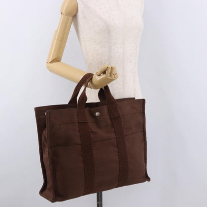 Hermes Fourre Tout Tote Canvas, Brown, Canvas, Tote Bag