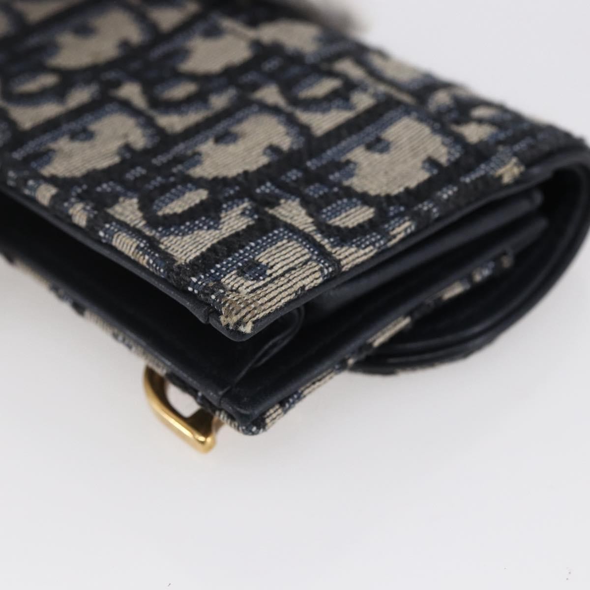 Christian Dior Saddle Card Case Oblique Canvas, NAVY, CANVAS, Card Holders